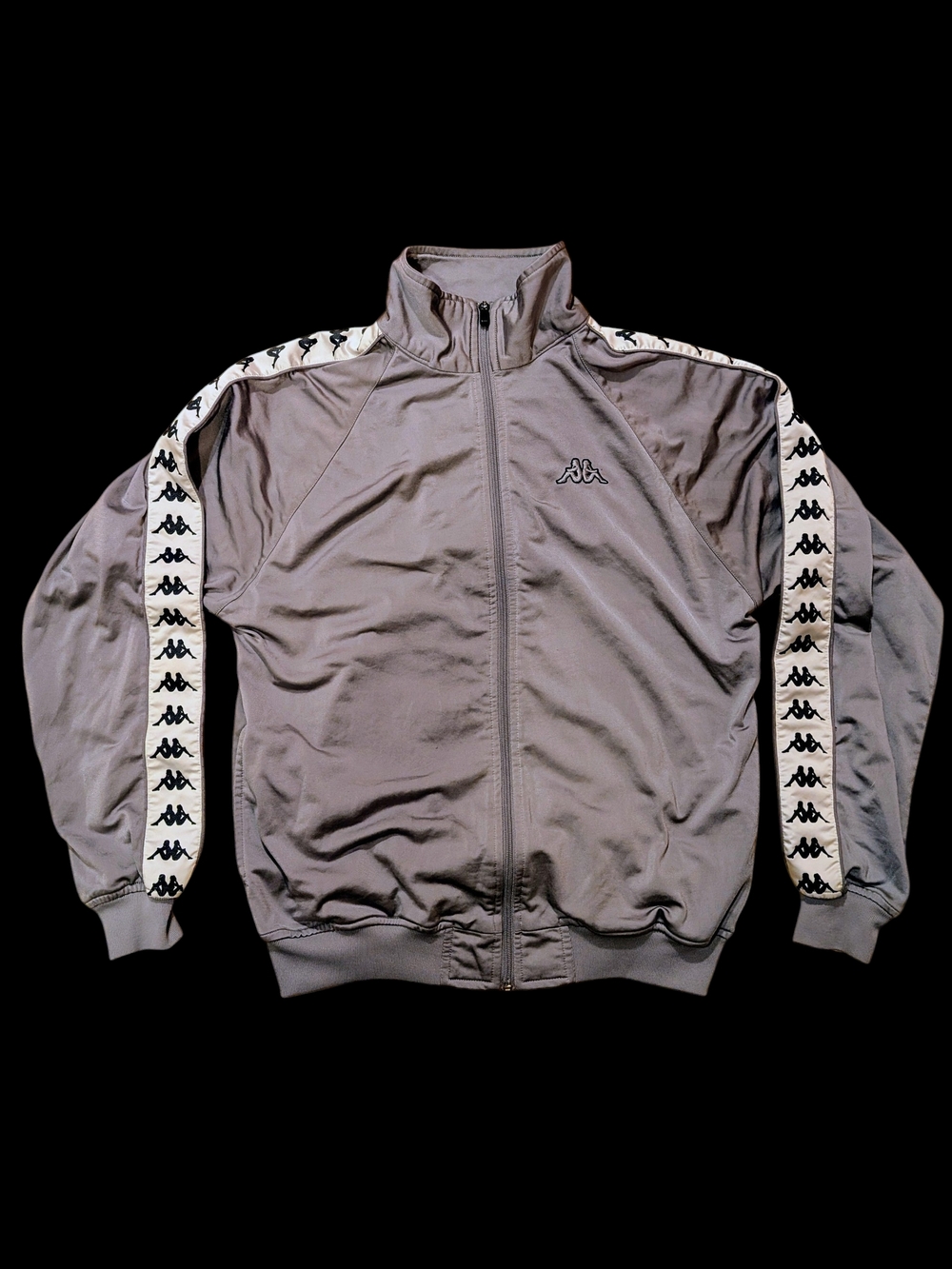 Kappa Men's Light Gray Track Bomber with Logo Tape